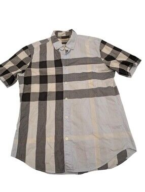 Burberry Brit Men's Short-Sleeve Button-Down Shirt Checkered Plaid